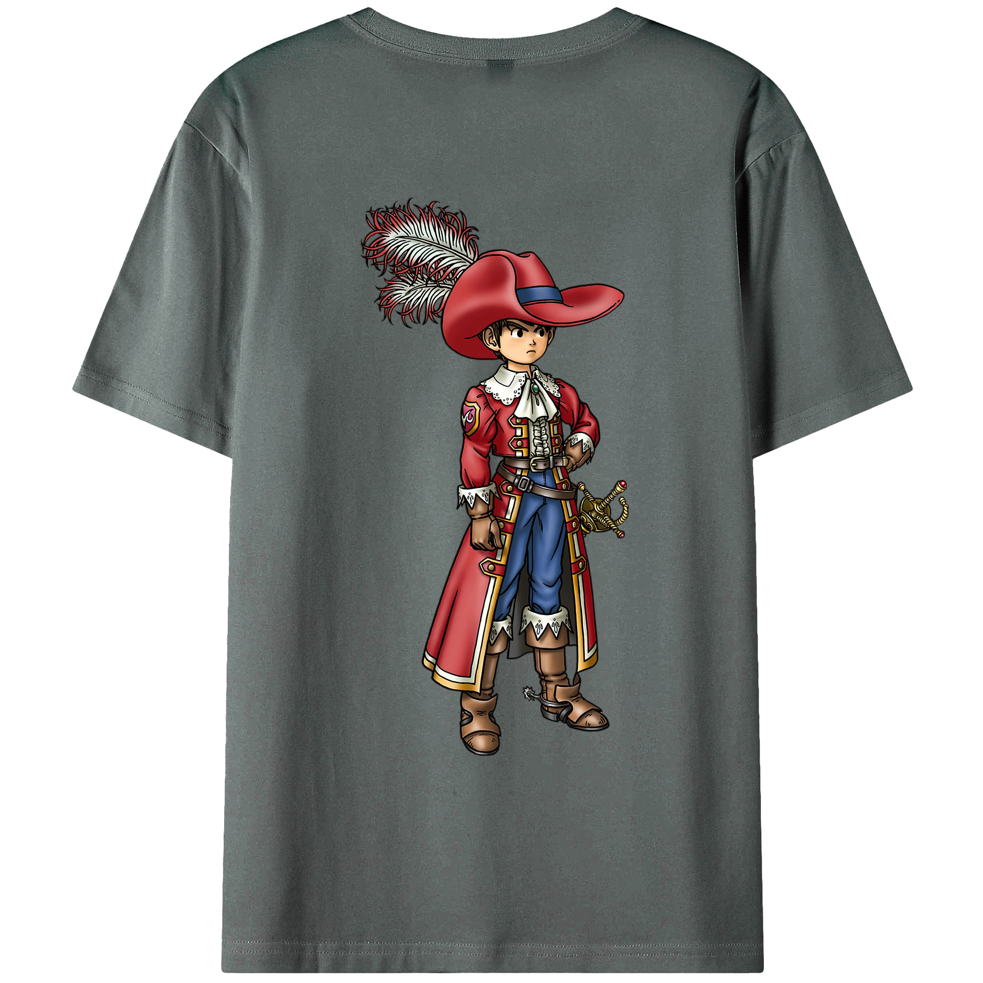 （画像用） ドラゴンクエスト Doragon Kuesuto Dragon Quest 綿100％ メンズ半袖Tシャツ（バックプリント） 通気性